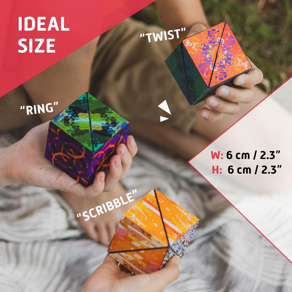 CUBENDI Geometric Origami Puzzle - Magnetic Shape Shifting Cube with 48 Magnets - Scribble Pattern