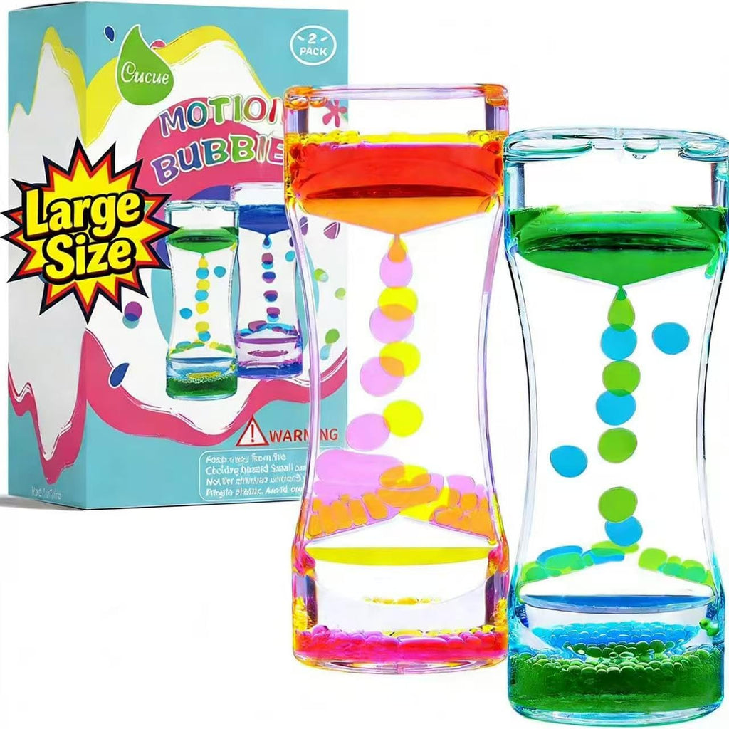 Cucue 2-Pack Liquid Motion Bubbler – Sensory Toy for Kids & Adults, 6.7-Inch Colorful Hourglass for Relaxation, No Power Needed
