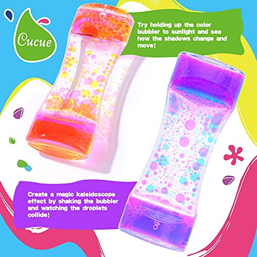 Cucue 2-Pack Liquid Motion Bubbler – Sensory Toy for Kids & Adults, 6.7-Inch Colorful Hourglass for Relaxation, No Power Needed