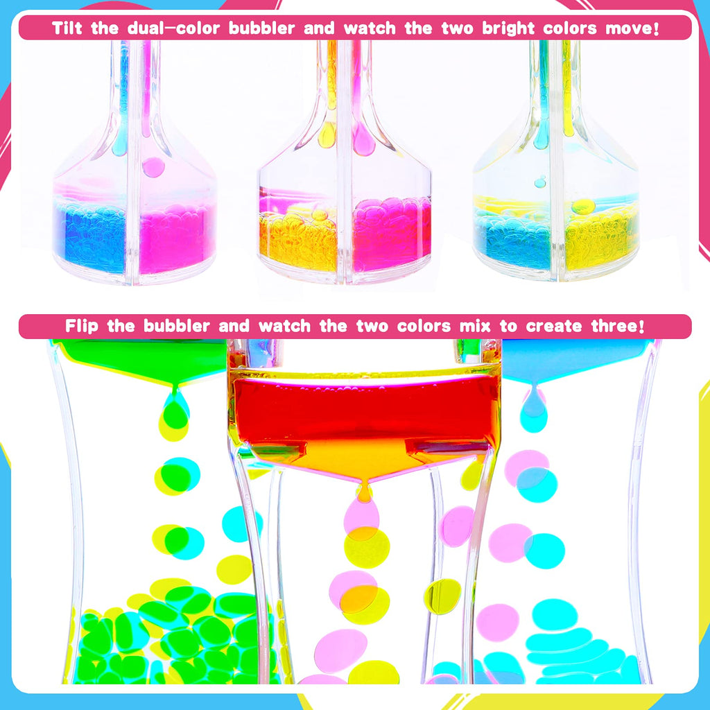 Cucue 2-Pack Liquid Motion Bubbler – Sensory Toy for Kids & Adults, 6.7-Inch Colorful Hourglass for Relaxation, No Power Needed