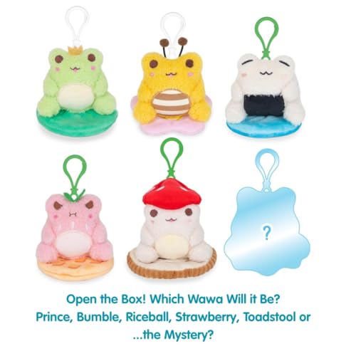 Cuddle Barn PlushGoals Wawa Fits Wawa Sits Blind Box Series 1 – Collectible Kawaii Frog Plushie Bag Charm, Mystery Unboxing, 3 Inches