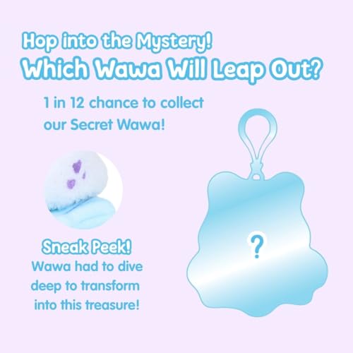 Cuddle Barn PlushGoals Wawa Fits Wawa Sits Blind Box Series 1 – Collectible Kawaii Frog Plushie Bag Charm, Mystery Unboxing, 3 Inches