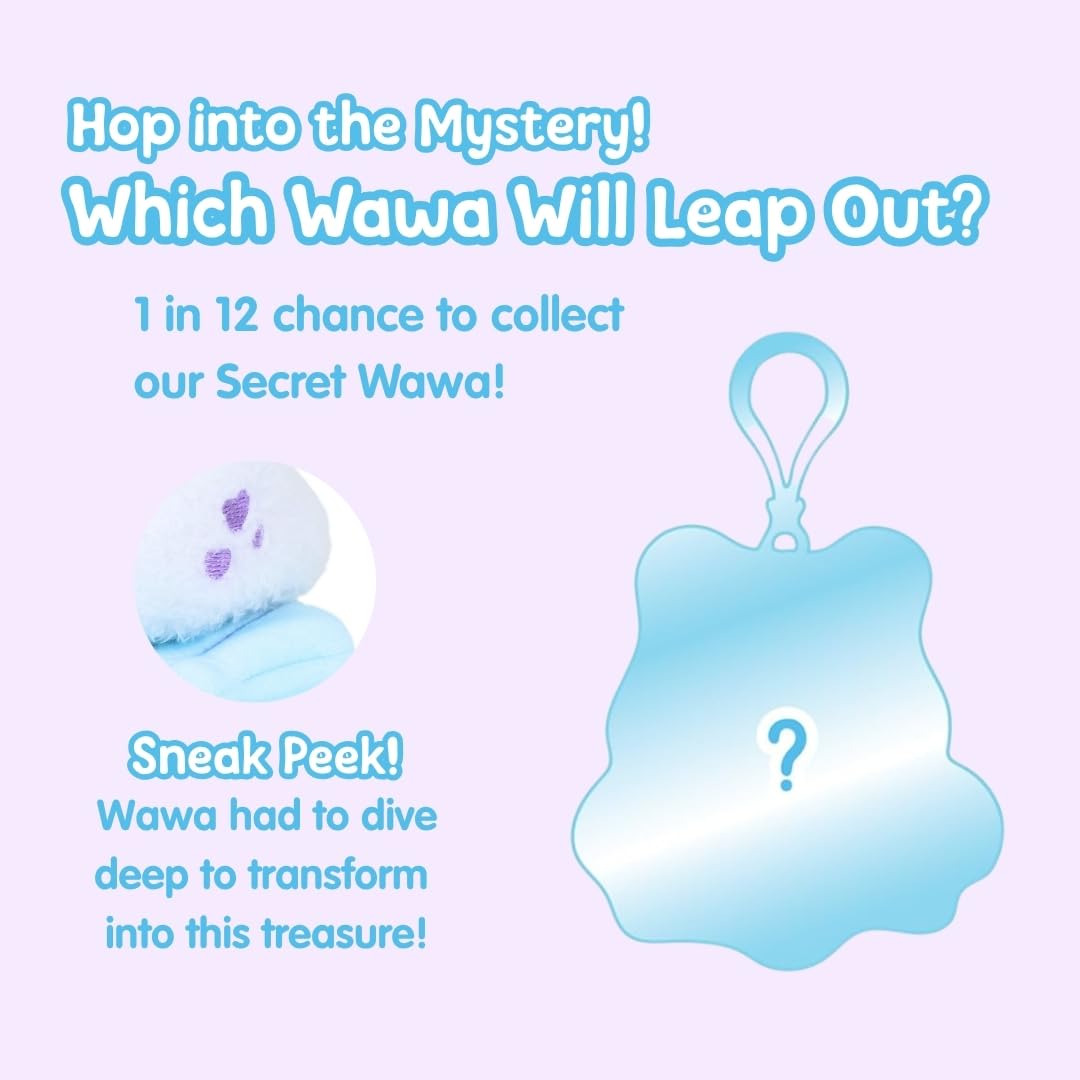 Cuddle Barn PlushGoals Wawa Fits Wawa Sits Blind Box Series 1 – Collectible Kawaii Frog Plushie Bag Charm, Mystery Unboxing, 3 Inches