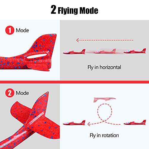CUKU 2-Pack LED Foam Airplane – 17.5" Throwing Glider with Dual Flight Modes for Kids Ages 3-9