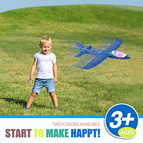CUKU 2-Pack LED Foam Airplane – 17.5" Throwing Glider with Dual Flight Modes for Kids Ages 3-9