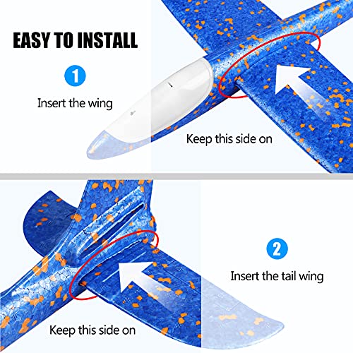 CUKU 2-Pack LED Foam Airplane – 17.5" Throwing Glider with Dual Flight Modes for Kids Ages 3-9