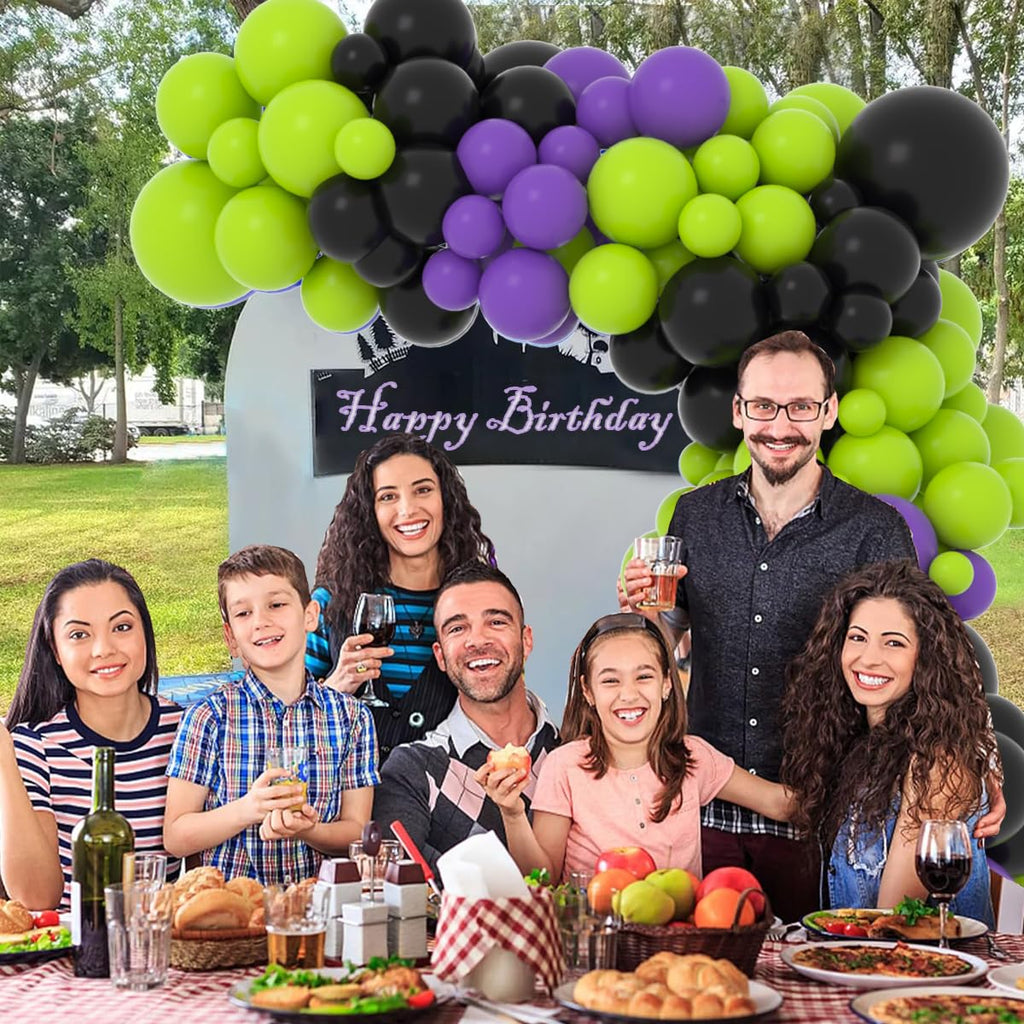 Cunnikku 122PCS Lime Green Purple Black Balloon Garland Kit for Party Decorations