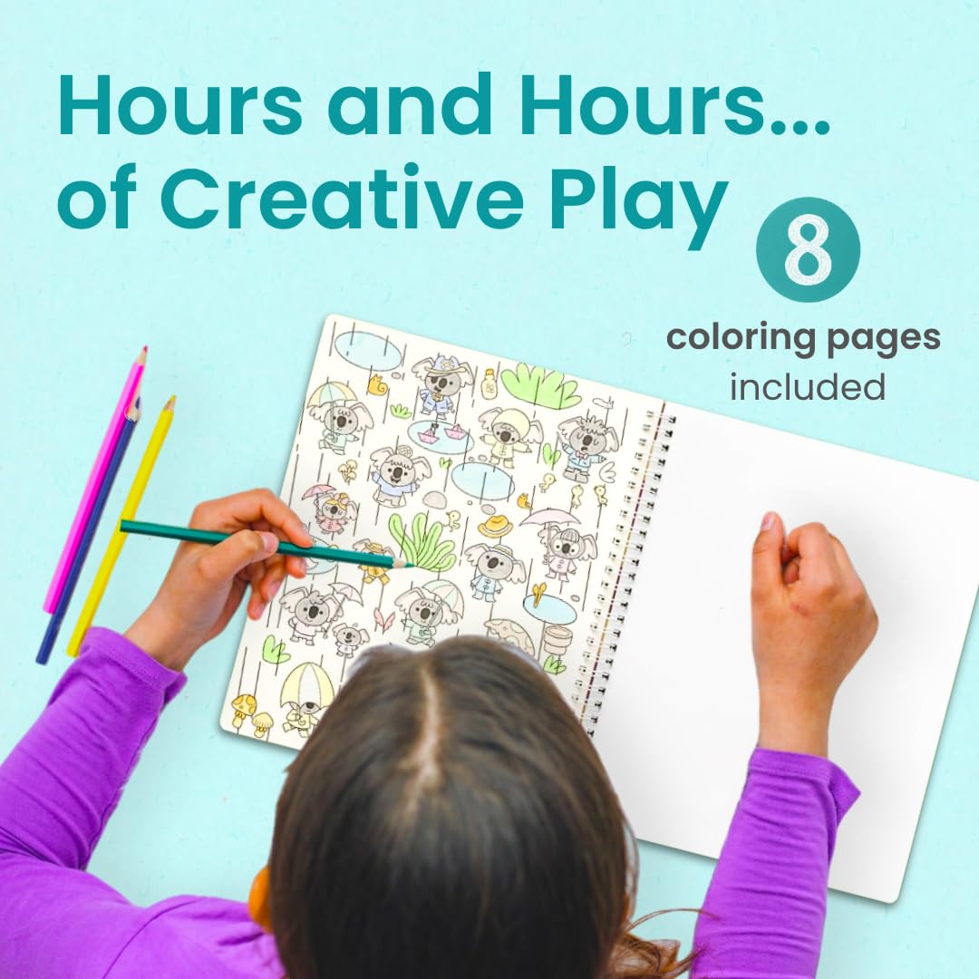 CUPKIN Koality Time Sticker Book for Kids – 300+ Stickers, 8 Scenes, 8 Coloring Pages, Spiral Bound, Ages 2-8