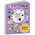 CUPKIN Land of Cats Sticker Book for Kids - 300+ Stickers, 8 Coloring Pages, Spiral Bound Road Trip Activity Ages 2-8