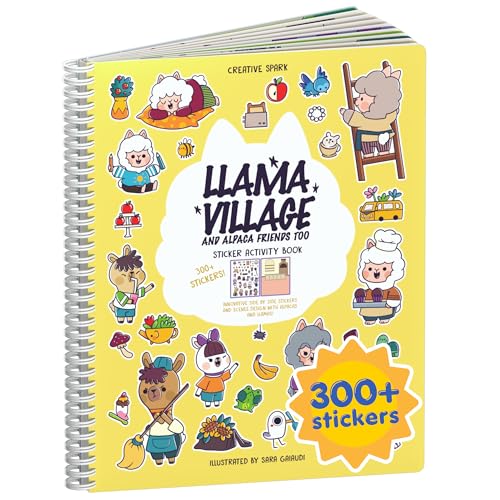 CUPKIN Llama Village Sticker Book: 300+ Stickers & 8 Coloring Pages for Kids Ages 2-8