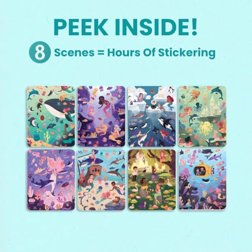 Cupkin Mystical Mermaids Sticker Book – 300+ Stickers, 8 Coloring Pages, Spiral-Bound Travel Activity for Ages 2-8
