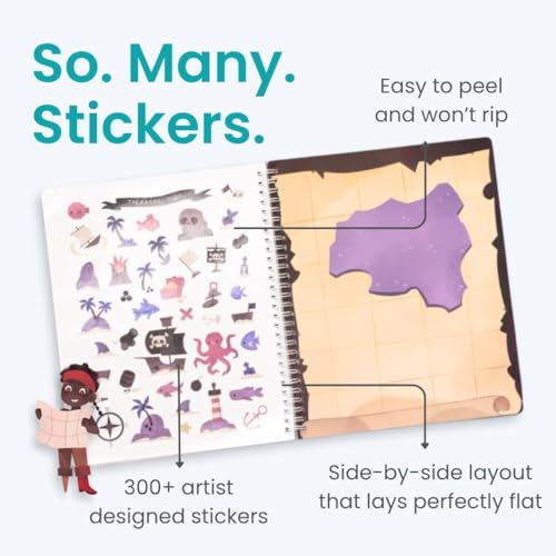 Cupkin Pirate Sticker Book - 300+ Reusable Stickers, 8 Scenes & 8 Coloring Pages for Kids