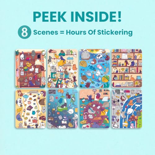 Cupkin World of Cats Sticker Book: 300+ Stickers, 8 Scenes & Coloring Pages, Spiral Bound, Ages 2-8