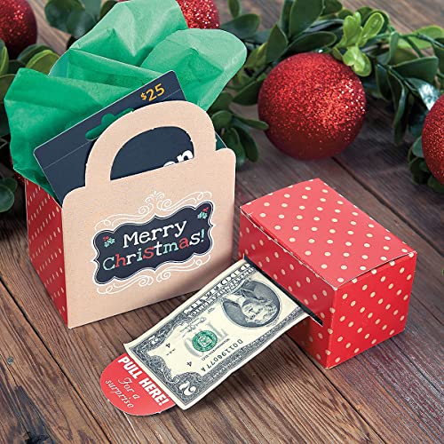 Current Kraft Christmas Money Dispenser and Gift Set – Red Polka Dot Cash Surprise Box with Gift Bag, 60 Seals