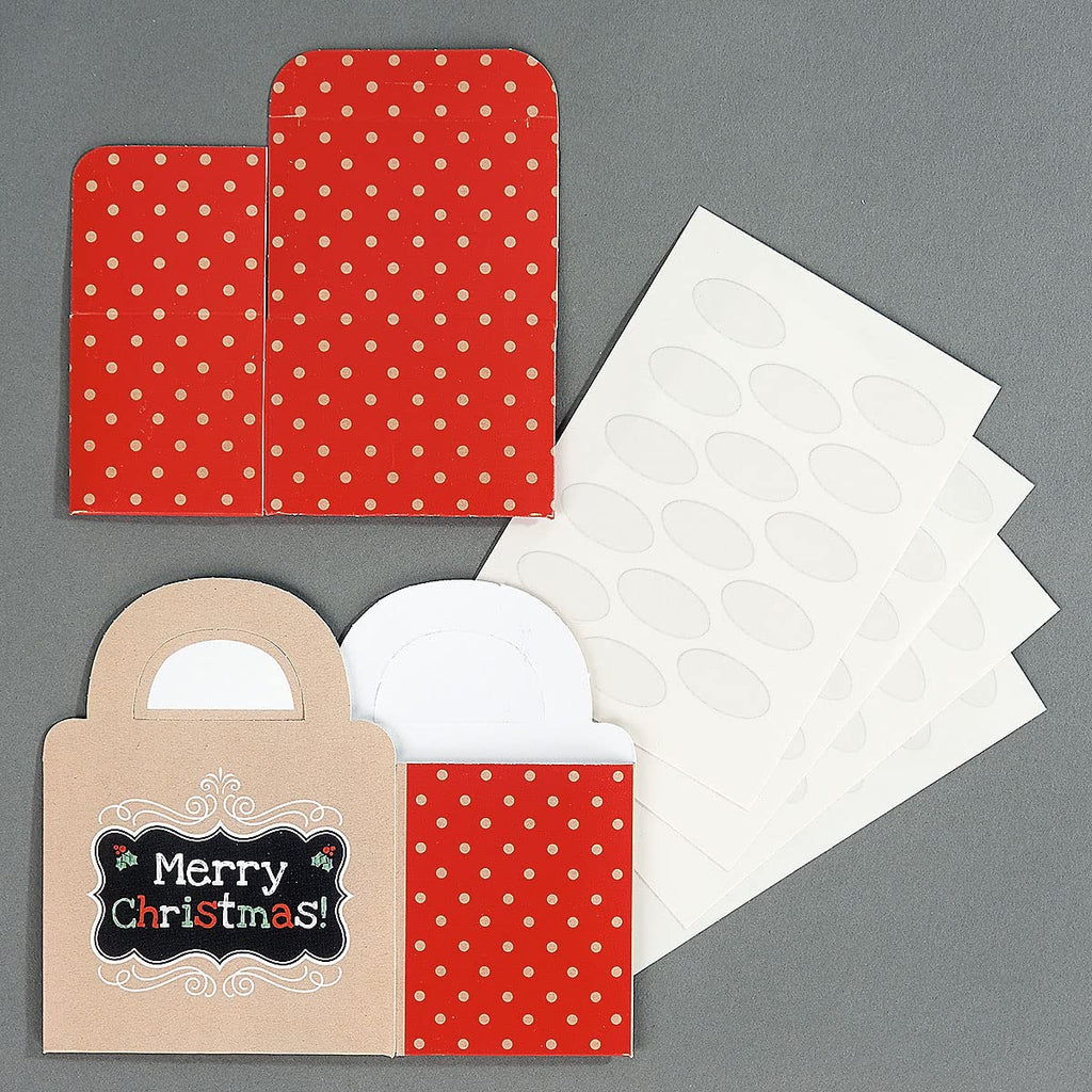 Current Kraft Christmas Money Dispenser and Gift Set – Red Polka Dot Cash Surprise Box with Gift Bag, 60 Seals
