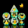 Cusdie 7-Die DND Dice Set with Duck Inside - Polyhedral Animal Dice for RPG Games (Yellow Duck)