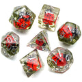 Cusdie 7-Die DND Dice Set with Ladybug Inside - Polyhedral Resin Dice for RPG