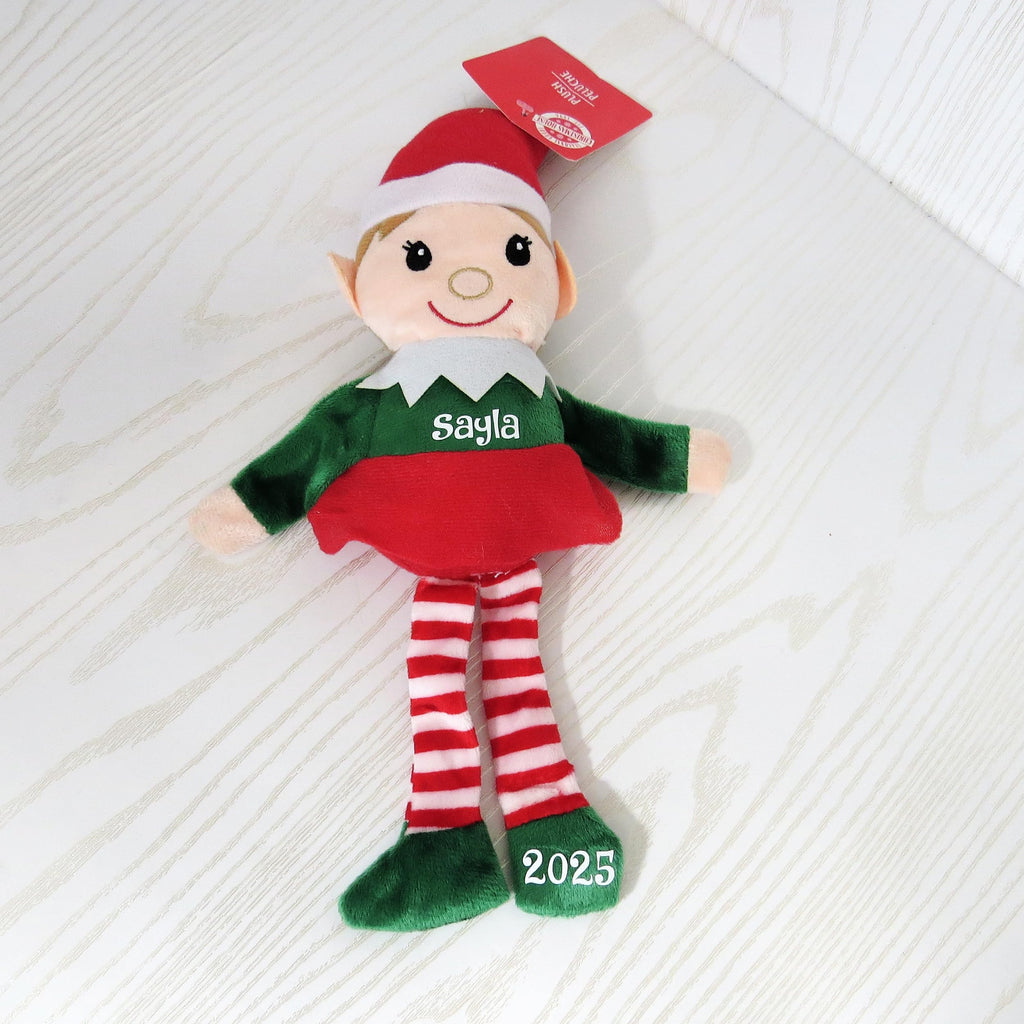 Custom Light Boy Elf Doll – Personalized Christmas Plush Toy 14 Inch Handmade