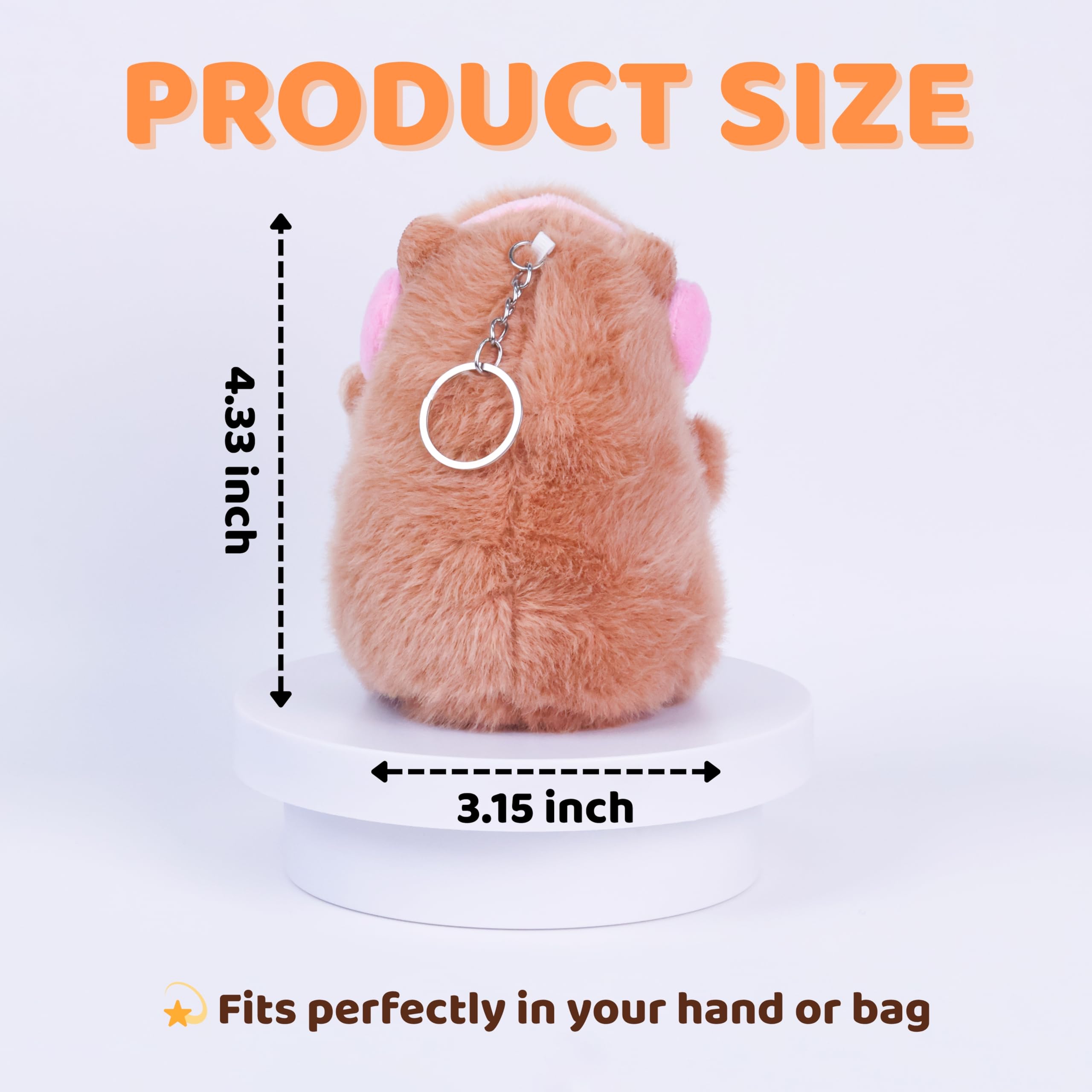 Cute Capybara and Bunny Plush Keychain Set - 2 Pcs Fluffy Ball Bag Charms