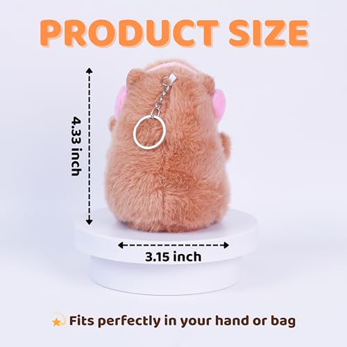 Cute Capybara and Bunny Plush Keychain Set - 2 Pcs Fluffy Ball Bag Charms
