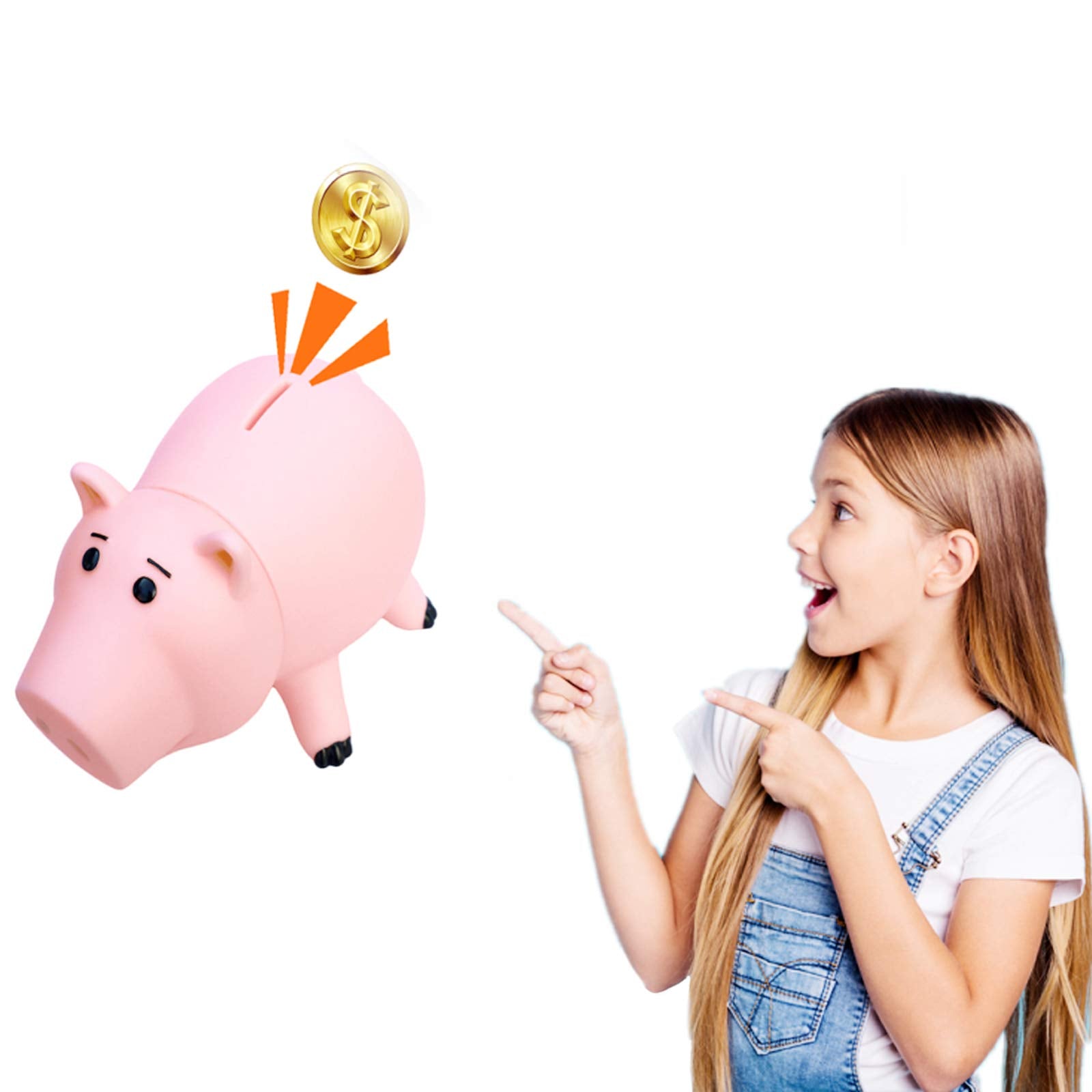 Cute Pink Piggy Bank for Kids - Plastic Coin Bank with Removable Nose