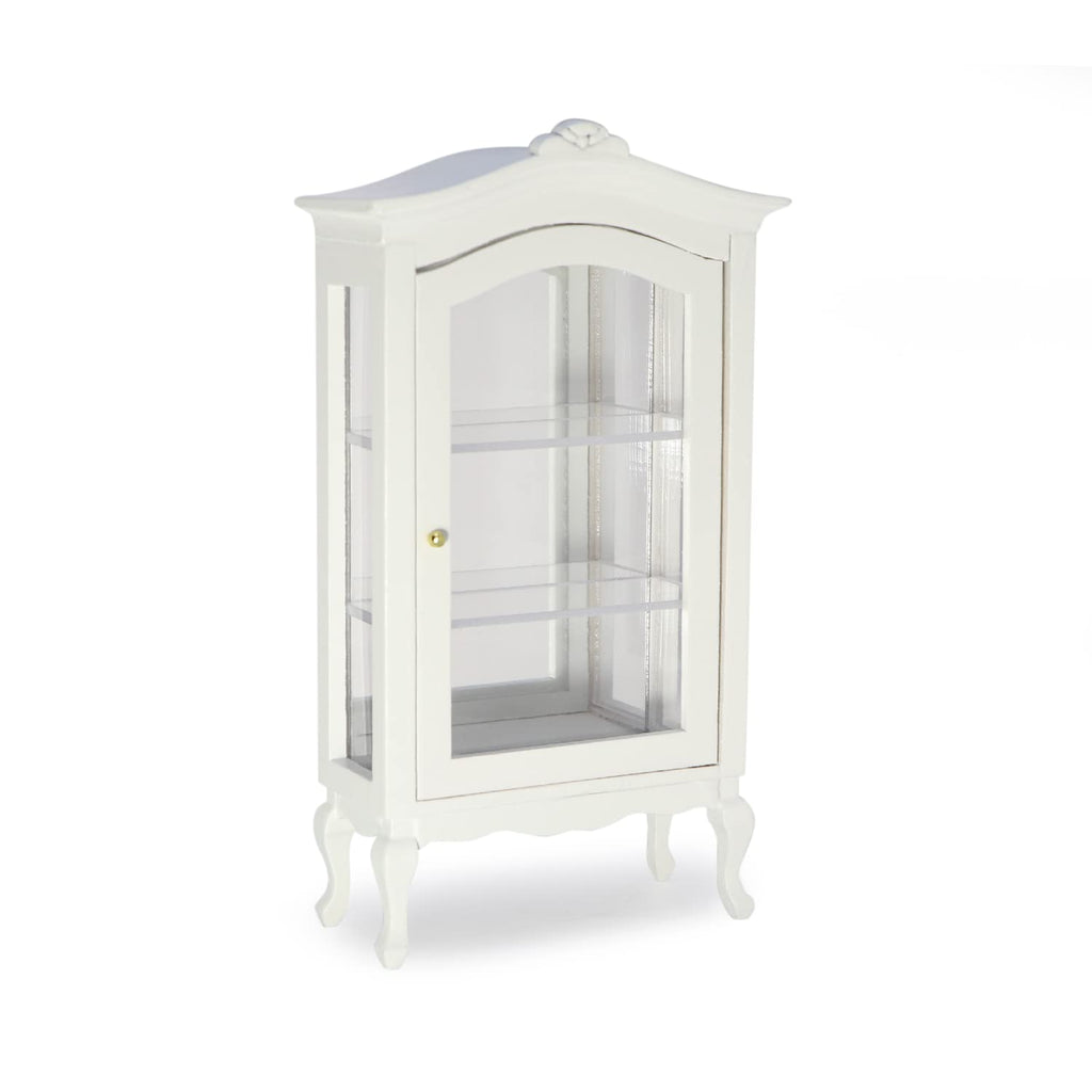 Cutemini 1:12 Dollhouse Display Cabinet with Mirror and Glass Shelves - Wooden Miniature Bookshelf for Dining Room or Bedroom Scenes