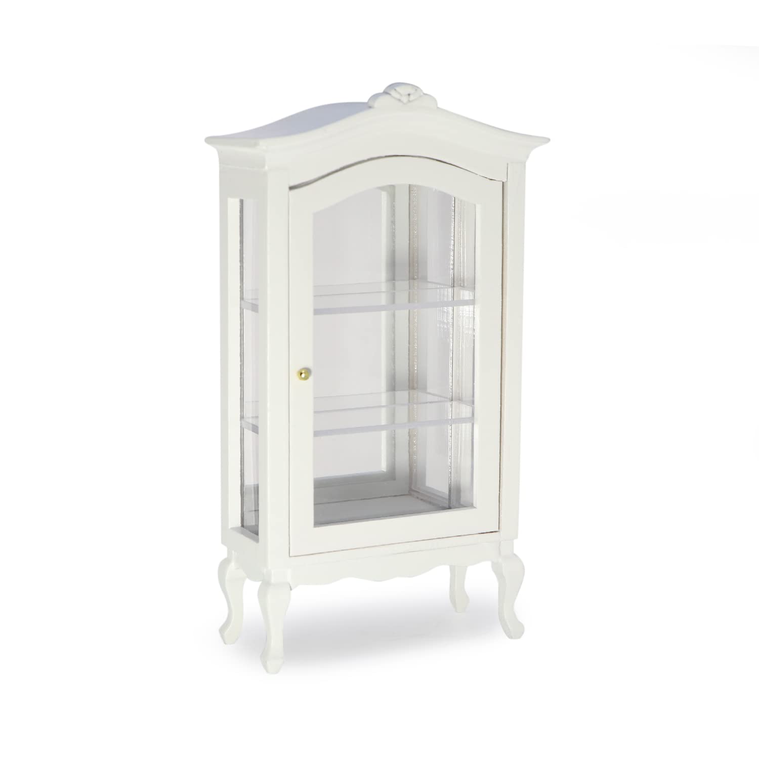 Cutemini 1:12 Dollhouse Display Cabinet with Mirror and Glass Shelves - Wooden Miniature Bookshelf for Dining Room or Bedroom Scenes