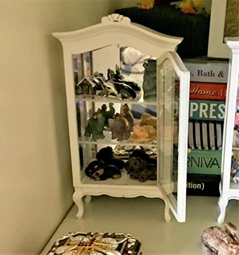 Cutemini 1:12 Dollhouse Display Cabinet with Mirror and Glass Shelves - Wooden Miniature Bookshelf for Dining Room or Bedroom Scenes