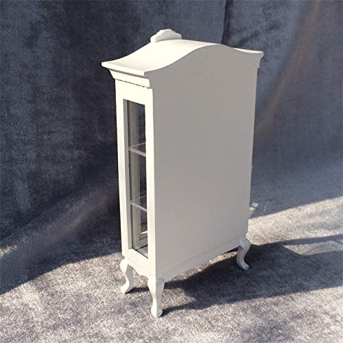 Cutemini 1:12 Dollhouse Display Cabinet with Mirror and Glass Shelves - Wooden Miniature Bookshelf for Dining Room or Bedroom Scenes