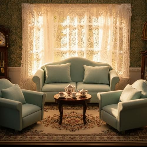 Cutemini 1:12 Scale Dollhouse Couch Green - Miniature Sofa with Pillows for Living Room Decor