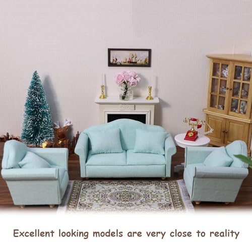 Cutemini 1:12 Scale Dollhouse Couch Green - Miniature Sofa with Pillows for Living Room Decor