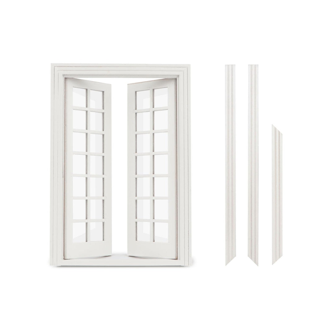 Cutemini 1:12 Scale Dollhouse Window with 28 Panes – White Wooden Miniature Frame for DIY Dollhouse Decor