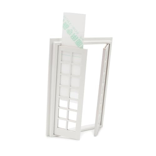 Cutemini 1:12 Scale Dollhouse Window with 28 Panes – White Wooden Miniature Frame for DIY Dollhouse Decor