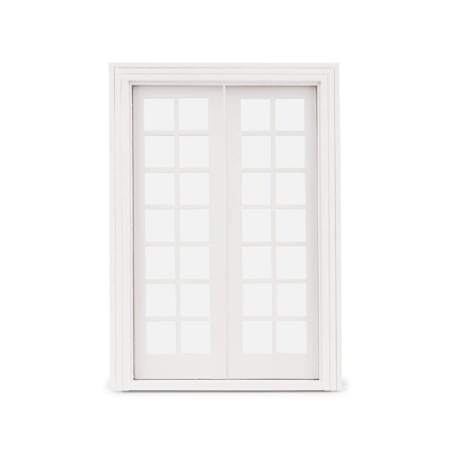 Cutemini 1:12 Scale Dollhouse Window with 28 Panes – White Wooden Miniature Frame for DIY Dollhouse Decor