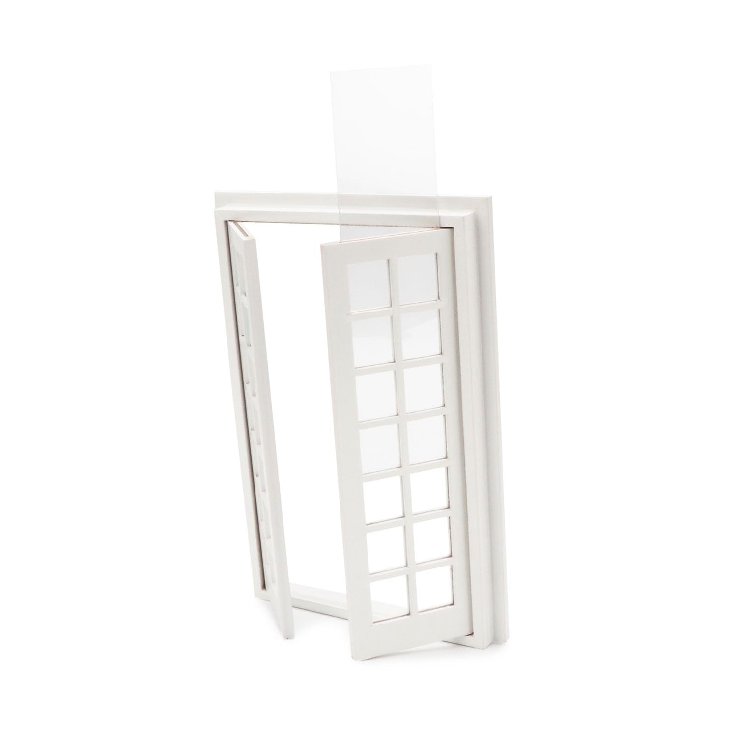 Cutemini 1:12 Scale Dollhouse Window with 28 Panes – White Wooden Miniature Frame for DIY Dollhouse Decor