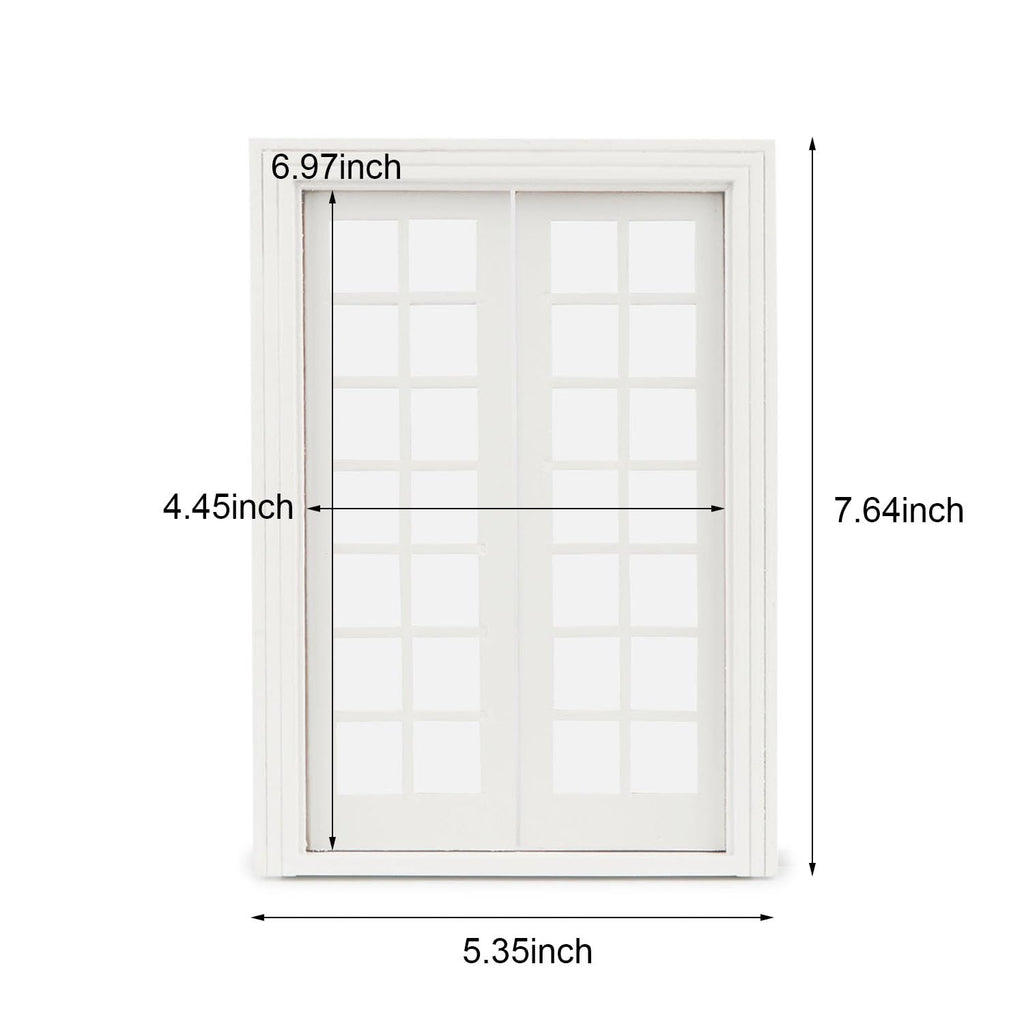 Cutemini 1:12 Scale Dollhouse Window with 28 Panes – White Wooden Miniature Frame for DIY Dollhouse Decor