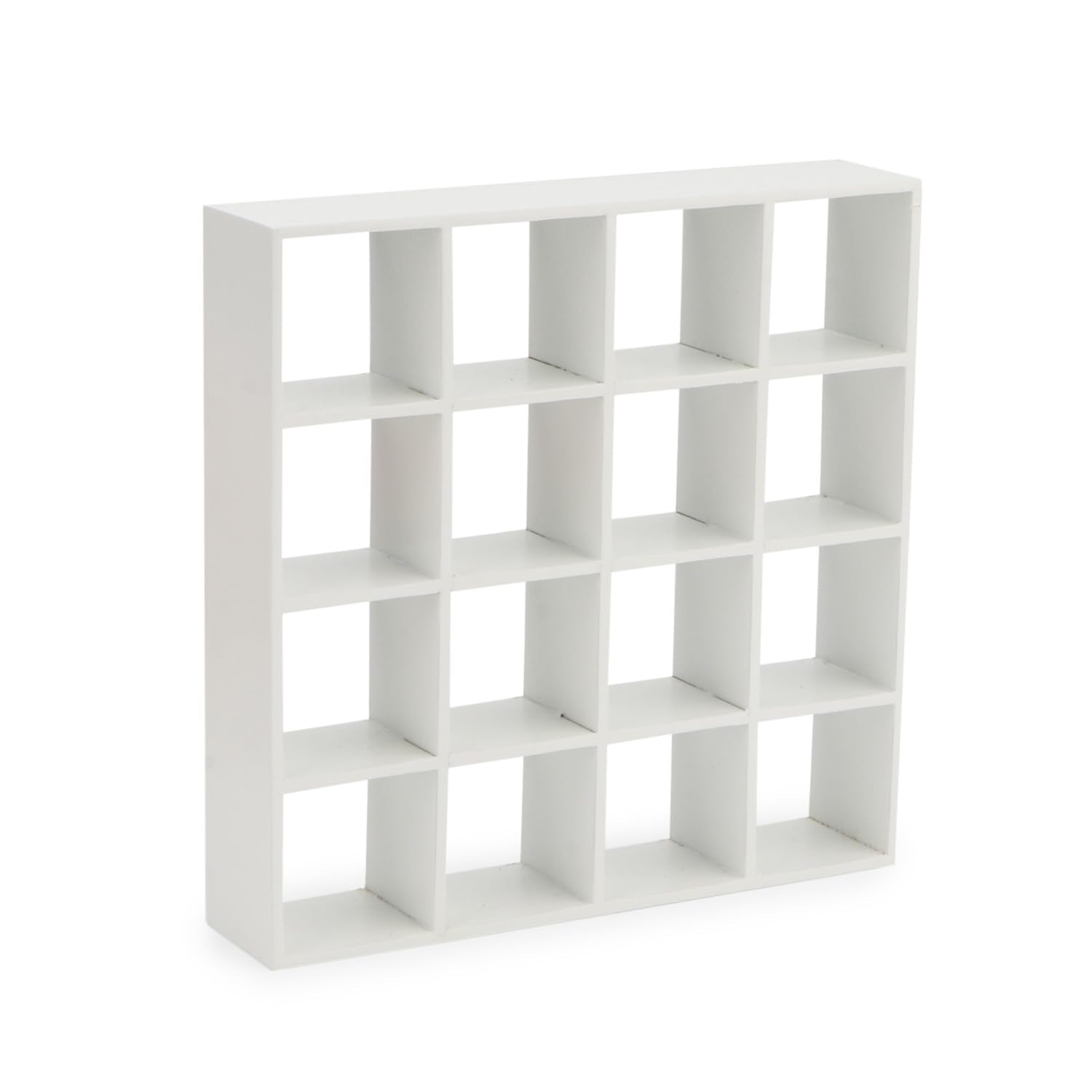 Cutemini 16-Grid Miniature Storage Rack for 1:12 Dollhouse - White Wood Shelf
