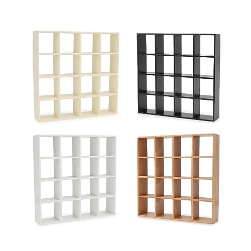 Cutemini 16-Grid Miniature Storage Rack for 1:12 Dollhouse - White Wood Shelf