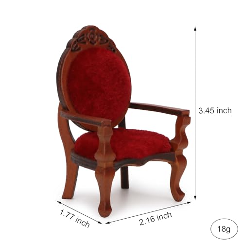 Cutemini 2-Pack Victorian Miniature Armchairs - 1:12 Scale Dollhouse Furniture, Wooden Carved Chairs
