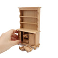 Cutemini Miniature Wooden Cupboard Bookshelf for 1:12 Scale Dollhouse - Handcrafted with Opening Drawers and Doors