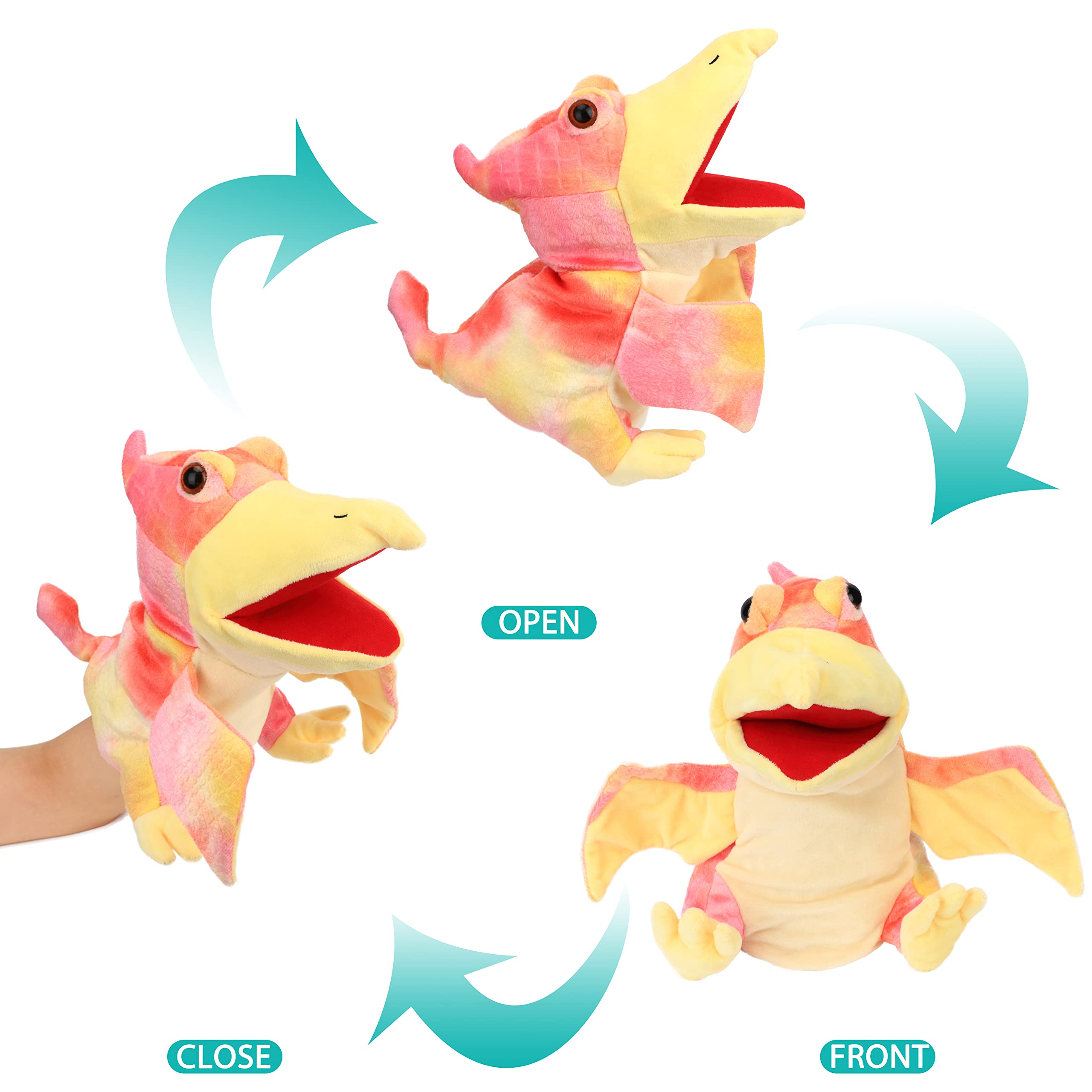 Cuteoy Plush Pterosaurus Hand Puppet - Soft Dinosaur Toy with Movable Mouth for Storytelling and Role Play