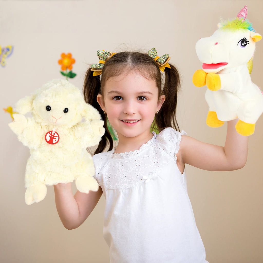 Cuteoy Unicorn Hand Puppet - Soft Plush with Open Movable Mouth for Kids and Adults