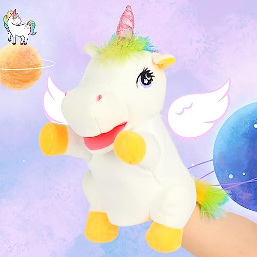 Cuteoy Unicorn Hand Puppet - Soft Plush with Open Movable Mouth for Kids and Adults