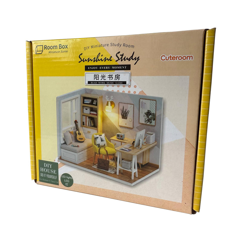 CUTEROOM QT Series DIY Miniature Wooden Dollhouse Kit - 12.7 cm with LED Light and Dust Cover