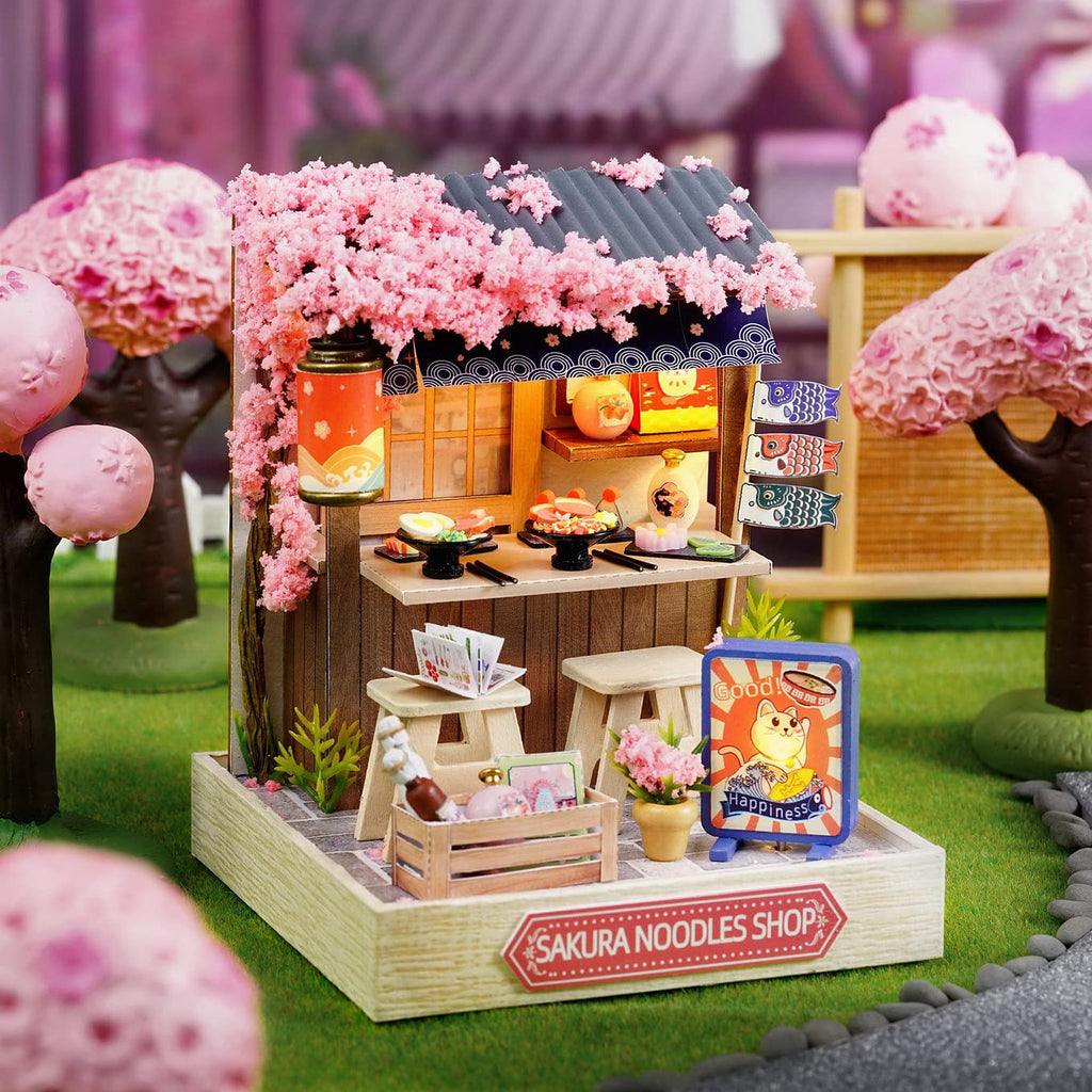 CUTEROOM QT041 DIY Dollhouse Miniature Furniture Kit with Dust Cover & LED Light - New Three Styles QT Series