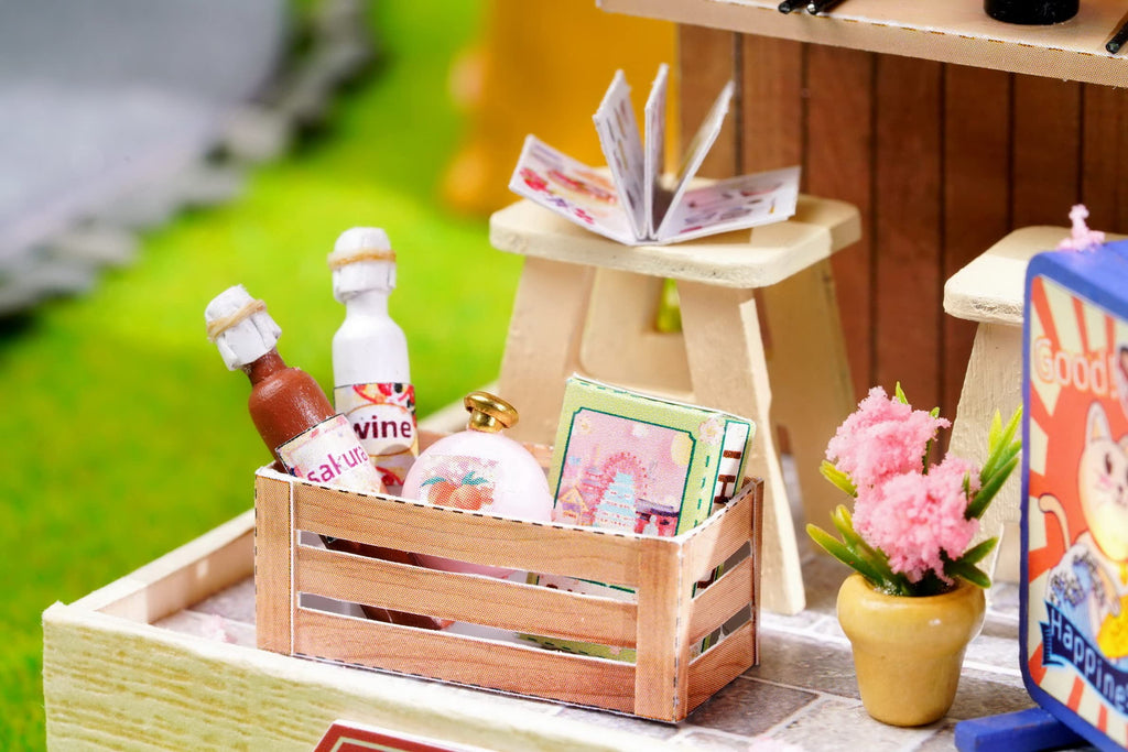 CUTEROOM QT041 DIY Dollhouse Miniature Furniture Kit with Dust Cover & LED Light - New Three Styles QT Series