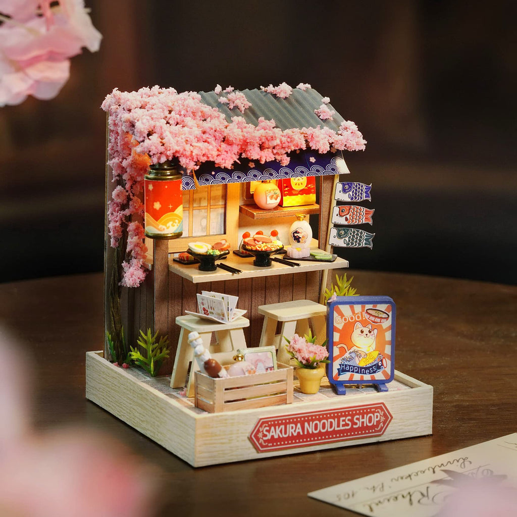 CUTEROOM QT041 DIY Dollhouse Miniature Furniture Kit with Dust Cover & LED Light - New Three Styles QT Series