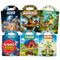 Cutesora 6-Pack Reusable Jelly Sticker Books: Farm, Dino, Space, Ocean, City & Forest — Travel Activity Gift for Toddlers 1-6
