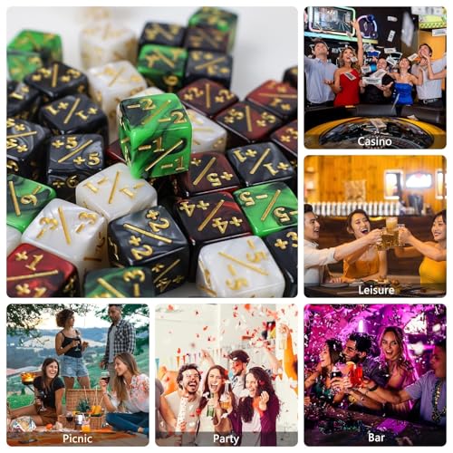 CUUKSHKN 48-Piece MTG Glitter Token Dice Set – Starry Marble D6 Counters for Magic The Gathering & CCG Card Games (4 Colors)