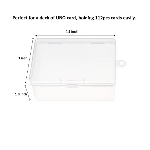 Cwdew 4-Pack Clear Plastic UNO Card Case – Holds 112 Cards, Snap Closure, Travel Storage Box